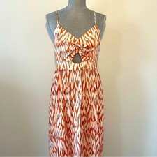 Nine West SZ L High Low Dress Sundress w/Peachy Hues Chic Flattering Stylish