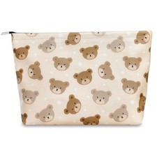 Cute Makeup Bag Aesthetic Cosmetic Bags for Women Girls, Travel Baby Bear