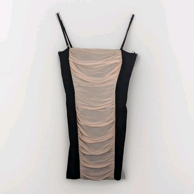 La Perla Black / Nude Bodycon Dress Size 14 46 Made In Italy Silk Blend