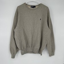 Vintage 90s Polo Ralph Lauren Mens Gray Crewneck Sweatshirt Classic Pony Logo L