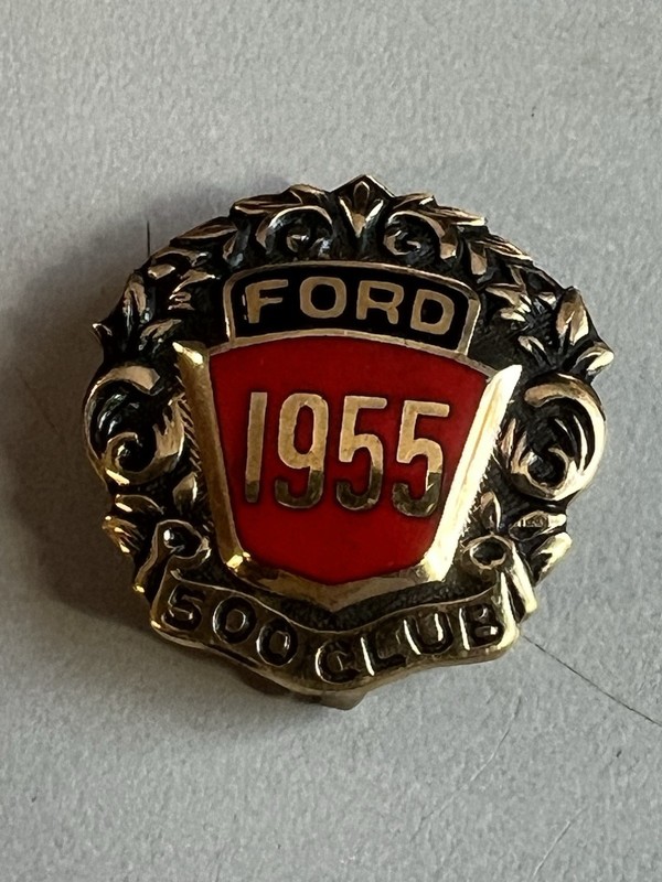 10k Gold Ford 500 Club Pin Gordon B Miller Co. 1955