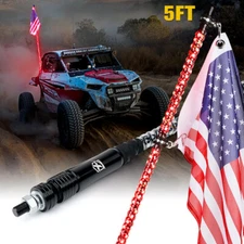 5FT RED Spiral LED Whip Lights G3 Series with USA Flag For Jeep ATV UTV RZR SXS