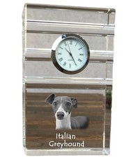 Italien, Italian Lévrier - Horloge Verre Avec Photo, Photo D'Un Chien