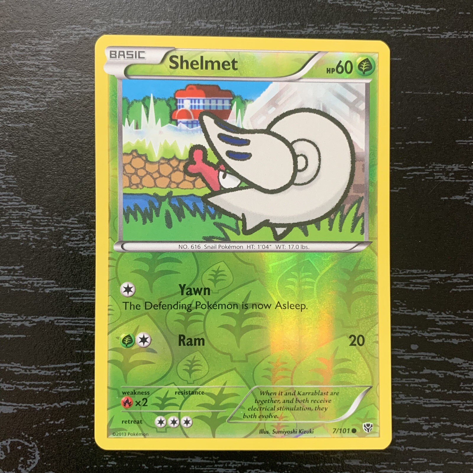 Shelmet 7/101 Common Reverse Holo Pokemon Card Plasma Blast - NM