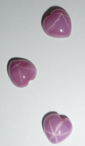 Opaque Star Ruby Heart 9x9 mm Cabochon 6 Rayed Lab-created 2 pieces Lot - Picture 9 of 12