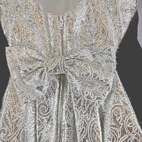 VTG Gunne Sax Jessica McClintock Velvet Halter Top Dress Sz 7 Metal Silver Black - Picture 7 of 15