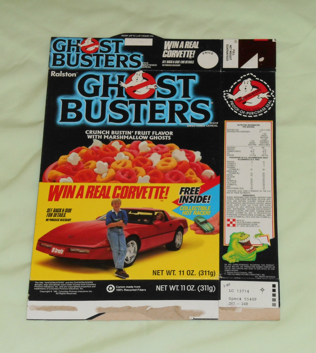 ビンテージ　GHOSTBUSTERS ボックス vintage Ralston GHOSTBUSTERS CEREAL BOX (with win a Corvette game
