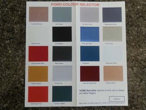 XW FORD FALCON 500 BROCHURE PLUS MATCHING ''RARE'' COLOUR AND TRIM CHART - Picture 5 of 6