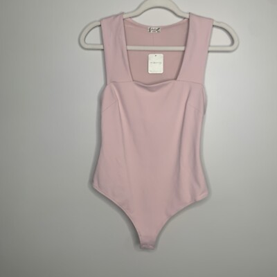 Intimately Free People She's So Sleek Thong Bodysuit Silver Pink ( S )