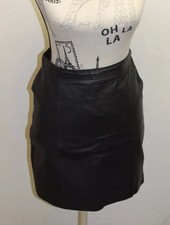 Vintage Club Pelle Canada Women 26 Inches Black Leather Mini Skirt Sz 10