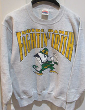 VTG 90's Notre Dame Fighting Irish Sweatshirt Men's Medium Nutmeg USA Made Gray