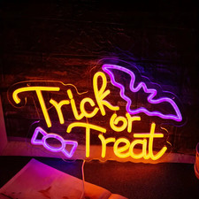 Trick or Treat Neon Sign, Halloween Decorative LED Light Home Living Room Wall