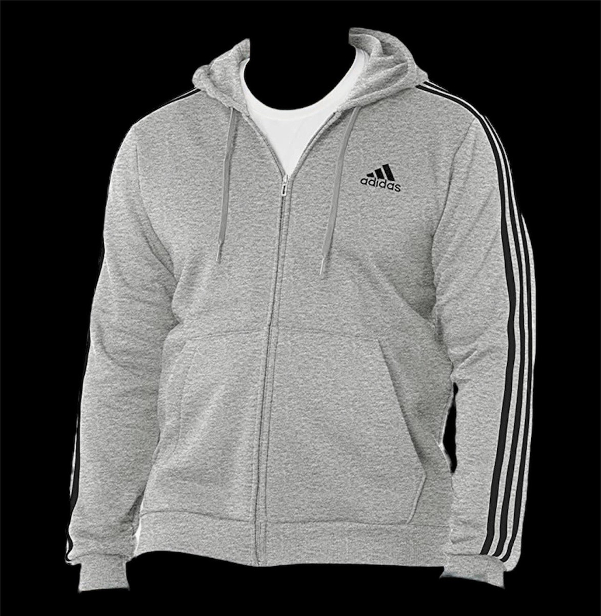 Adidas Hoodie Sweatshirt Adult Medium Gray Zip Up Hoodie Fleece