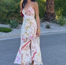 Zara Multicoloured Contrast Seam Semi Sheer Long Dress Size M Blogger 3018/195