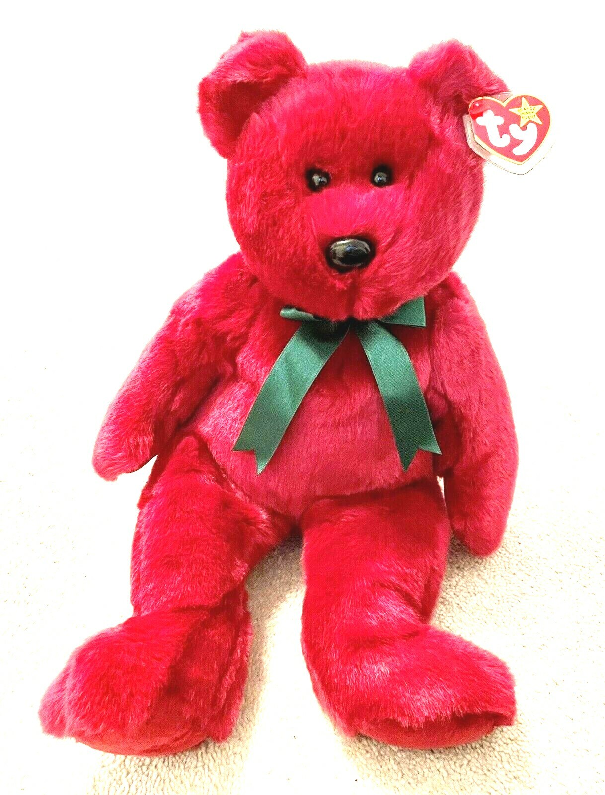 TY BEANIE BUDDY BEAR TEDDY CRANBERRY - MINT CONDITION - RETIRED WITH TAG