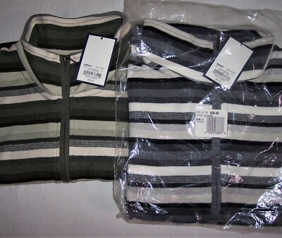 NWT Croft & Barrow Woman L 1/4 zip Pullover Shirt Top Striped 100% Cotton Nice!