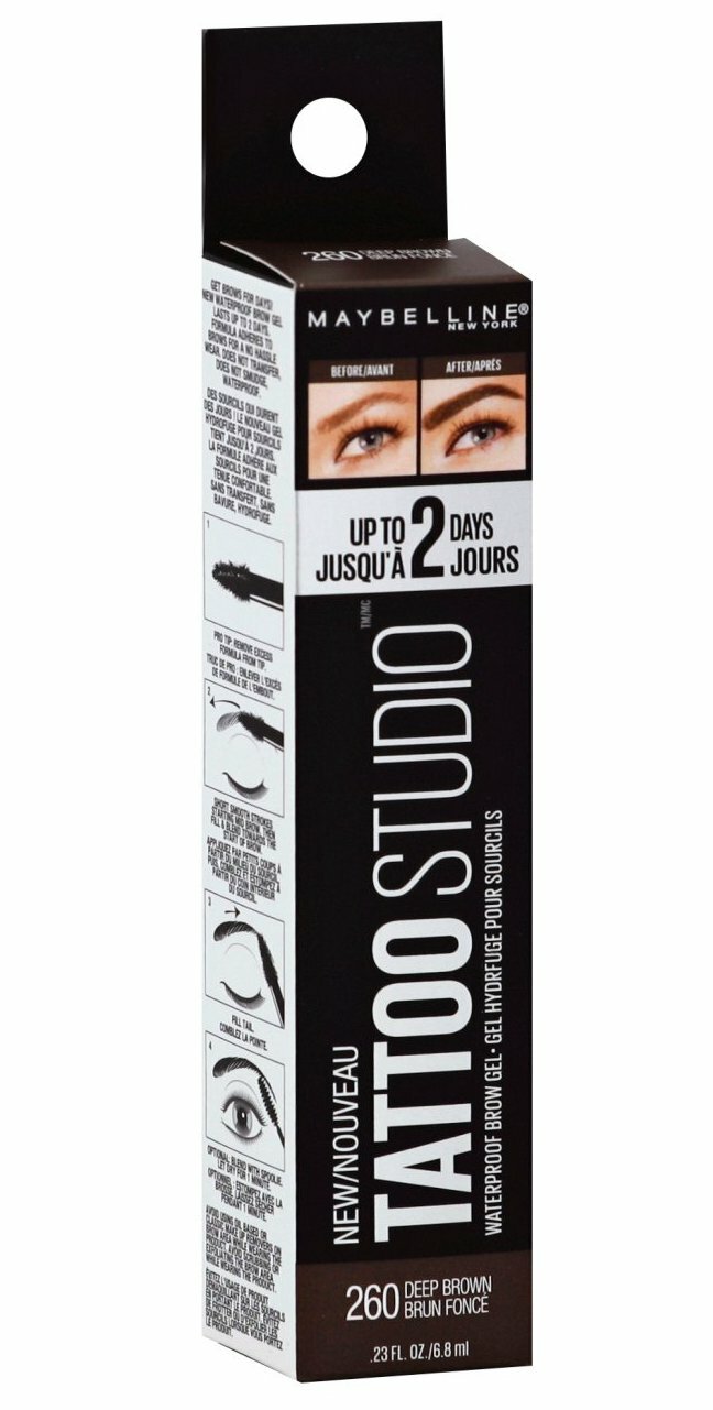MAYBELLINE TATTOO STUDIO WATERPROOF BROW GEL DEEP BROWN (260) - SEE DESCRIPTION