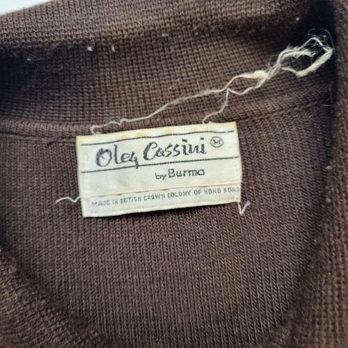 Vtg Oleg Cassini Sweater Mens M Burma Brown 80s Y9 - Picture 2 of 5