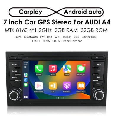 For Audi A4 S4 B6 B7 2005-2008 7'' Android 12 CarPlay Car Stereo Radio Player 32G