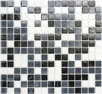 Mosaik Fliese Glas Weiß Grau Schwarz Bad Wand KüChe 52-0302 | 10 Mosaikplatten