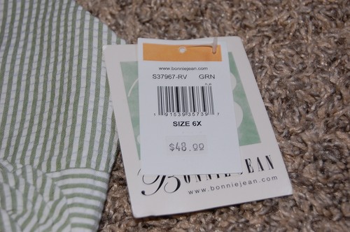 Bonnie Jean Little Girls Striped Seersucker Romper - Green - Size 6X - One Piece - Picture 4 of 11