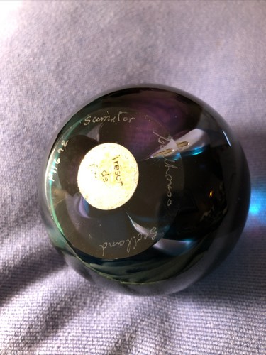 Vintage Caithness SCIMITAR Scotland Signed Blue Art Glass Paperweight 1995 - Picture 7 of 9