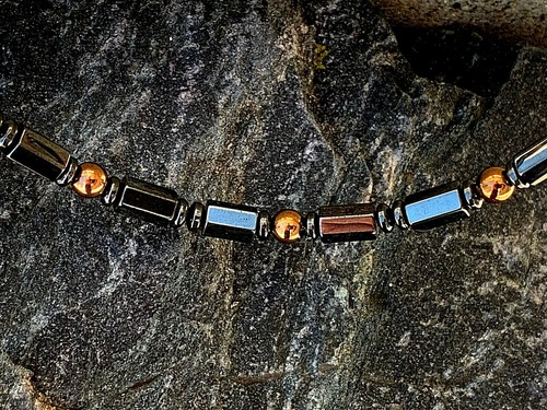Men's Womens Black N Copper Magnetic Hematite Necklace Bracelet Anklet Strongest - Picture 4 of 4