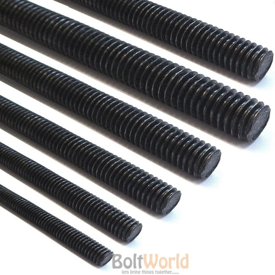 BOLT WORLD 1 METER SELF COLOUR STEEL THREADED ROD BAR STUDDING ALL THREAD METRIC