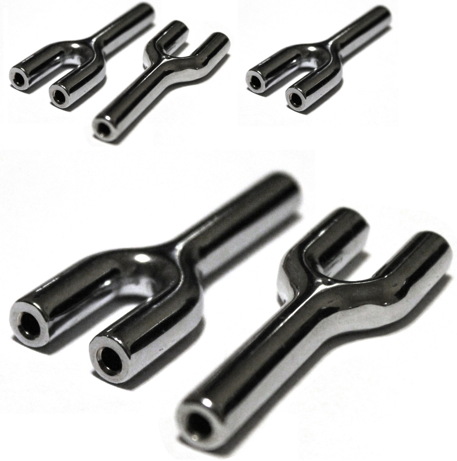 5x Double Barrel Tube Metal Y-shaped Connector to Bottle Lab