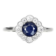 925 Anello Argento Sterling Rotondo Zaffiro Blu 6mm Gemma Gioielli Misura 7.5