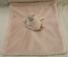 Little Miracles Pink Unicorn Lovey Security Blanket Plush Velour Gray Horn Costc