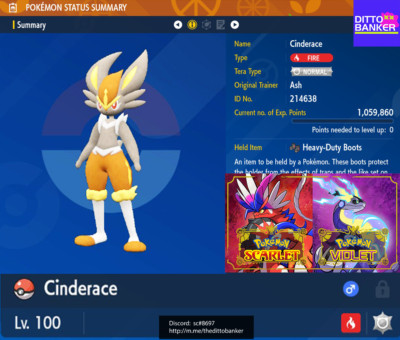 Pokemon Scarlet/Violet ✨SHINY CINDERACE Libero JOLLY 6IV