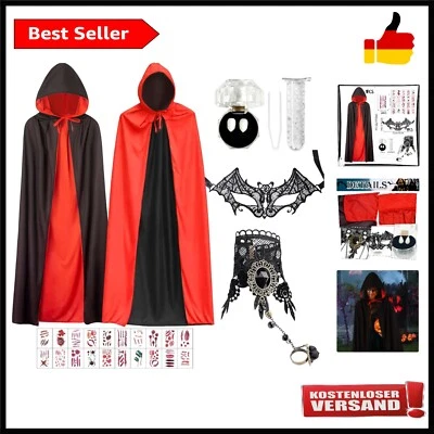 Kostüm Damen, Vampir Umhang 140cm, Halloween Kostüm Damen Teufel, Halloween K...
