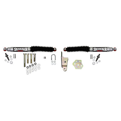 For Steering Stabilizer Dual Kit Silver w/Black Boots 94-97 Dodge Ram 1500/2500/
