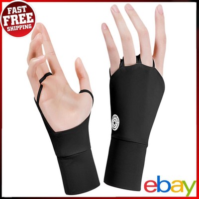 Damen Halb Golfhandschuhe Elastische Sporthandschuhe für Outdoor Training (Schwarz)