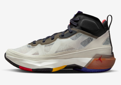 SALE AIR JORDAN 37 XXXVII LIGHT BONE BRIGHT CONCORD RED YELLOW SZ