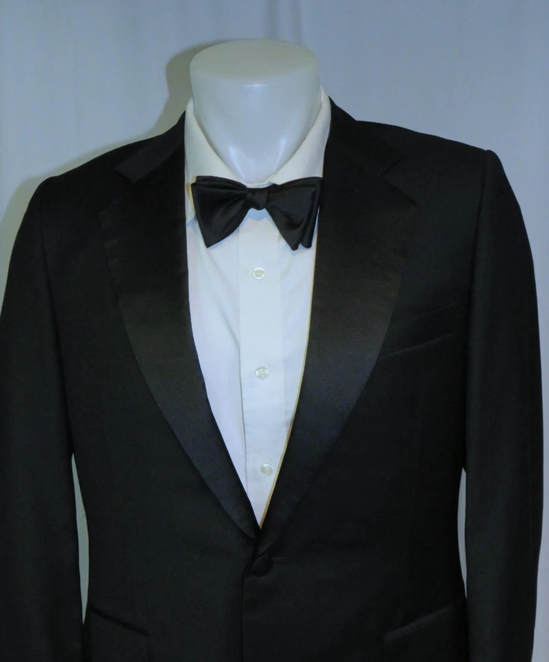 Esmoquin Bhambi's Custom Negro Barathea Super 150 Mezcla de Cachemira Un Botón 38S Foto 4 de 4