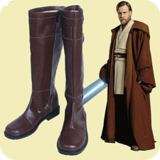 Star Wars Jedi Obi-Wan Kenobi Cosplay Shoes Brown Boots/