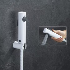 White ABS Douche Toilet Bidet Sprayer 1.5m Shower Hose Kit with SUS Wall Holder