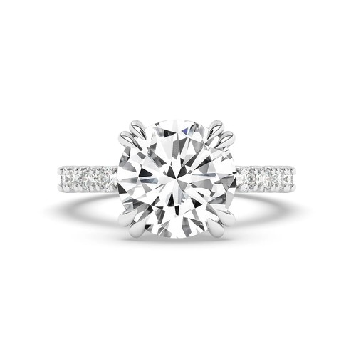 Round Solitaire Labgrown Diamond Hidden Halo Engagement Ring Platinum 3.45 Ct - Picture 5 of 23