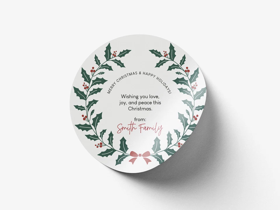 Etiquetas adhesivas redondas navideñas personalizadas, pegatinas personalizadas Foto 2 de 4