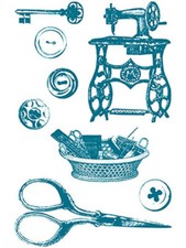 Silikon Stempel Kurzwaren Schere Knöpfe Nähmaschine Schlüssel Nähkorb Clearstamp