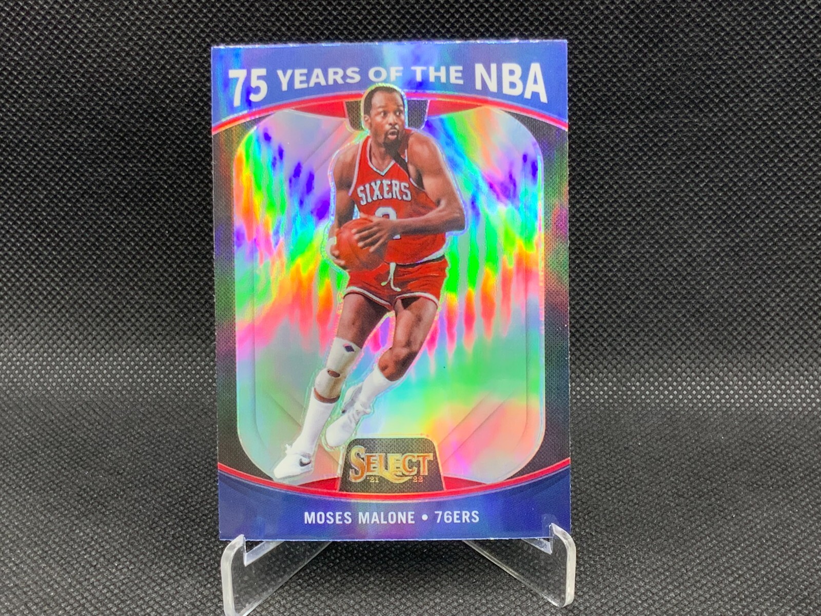 2021-22 Panini Select MOSES MALONE 75 Years of the NBA Silver Prizm #66 76ers