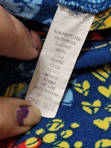Lularoe leggings os Patterned blue/ yellow/ red flowers leaves - Picture 6 of 8