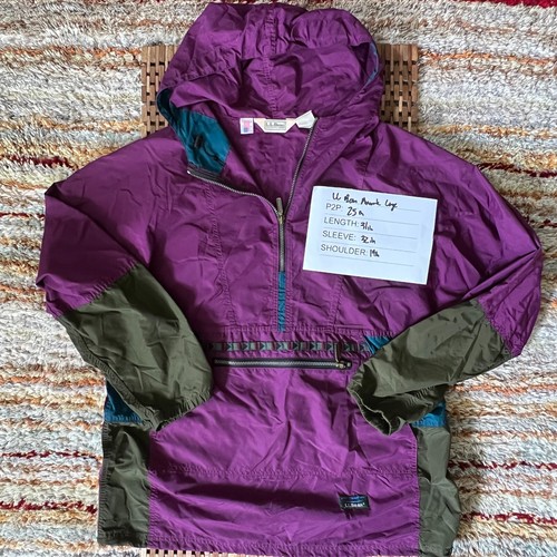 VTG L.L. Bean Graphic Print Anorak Hoodie Hoody Windbreaker Jacket Purple Large - Picture 3 of 3