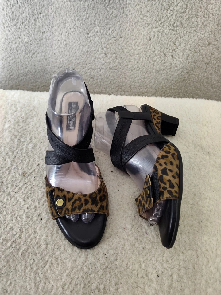 Sapatos confortáveis BeautiFeel femininos salto 8,5 marrom estampa animal biqueira aberta - Imagem 4 de 4