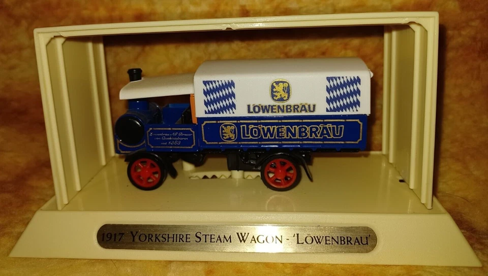 Matchbox Models of yesteryear 1917 Yorkshire Steam wagon LOWENBRAU with stand - Image 3 of 4