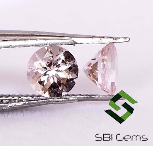 Natural Morganite Round Cut Pair 5 mm 0.90 CTS Lustrous Calibrated Loose Gems - Picture 9 of 10
