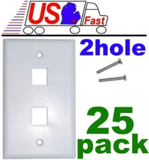 Lot25pk Keystone flush Wall face Plate 2/Two/Dual mounting Hole/Jack/Port{WHITE