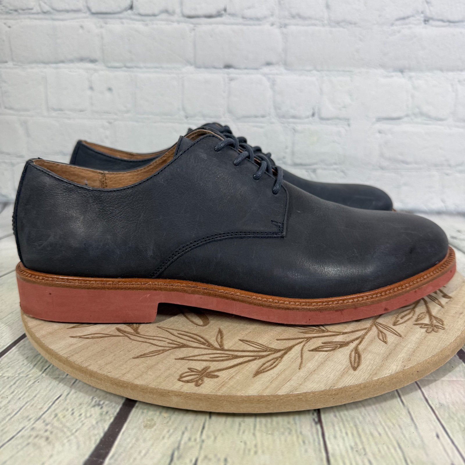 Polo Ralph Lauren Torrington NT Navy Blue Leather Oxford Bucks Size 9 D Shoes